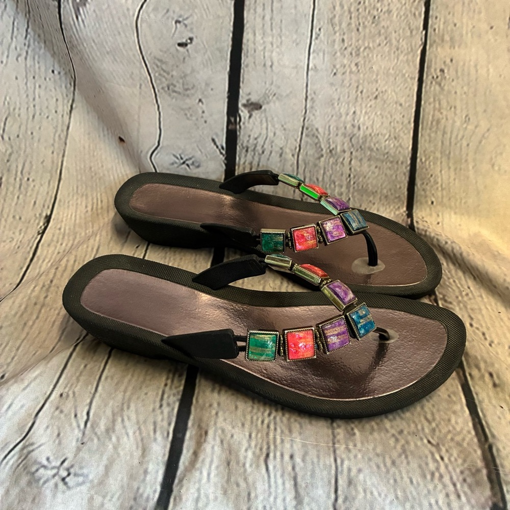 Grandco Women’s‎ Jeweled Expression V Thong Dressy Flip Flop Sandals Size 11 GUC